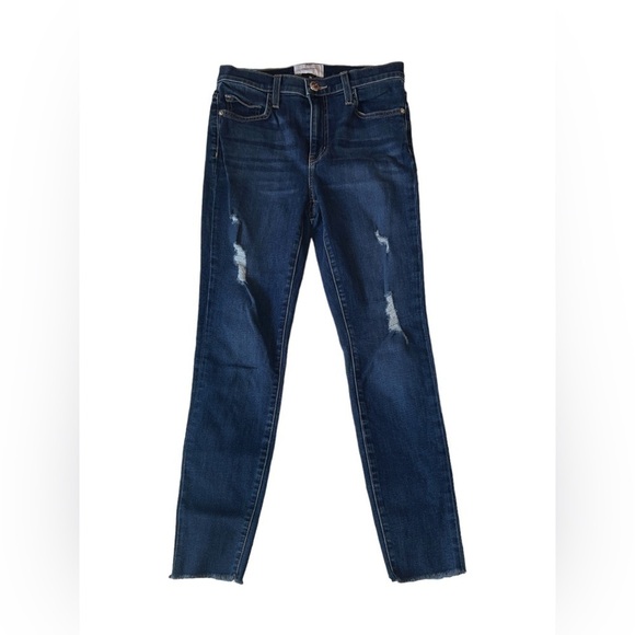 Current/Elliott Skinny High Rise Distressed Blue Jeans w/ Raw Hem Size 28 - Picture 1 of 5